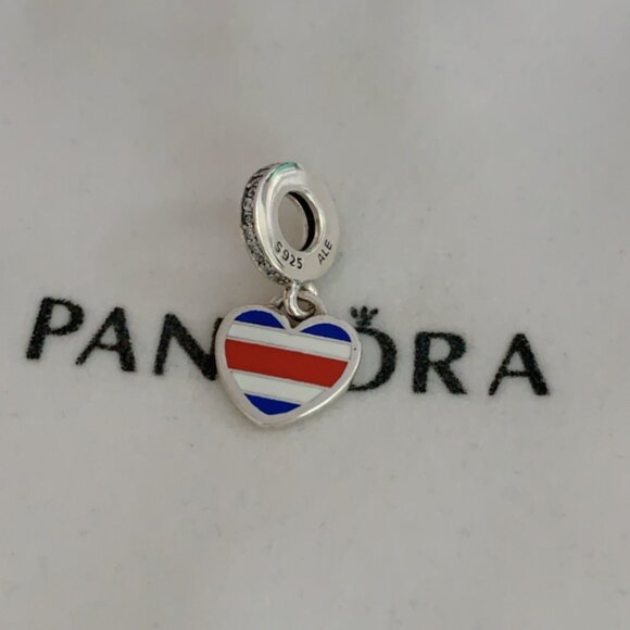 Pandora Costa Rica Flag Exclusive Heart Charm Pendant - Picture 1 of 4